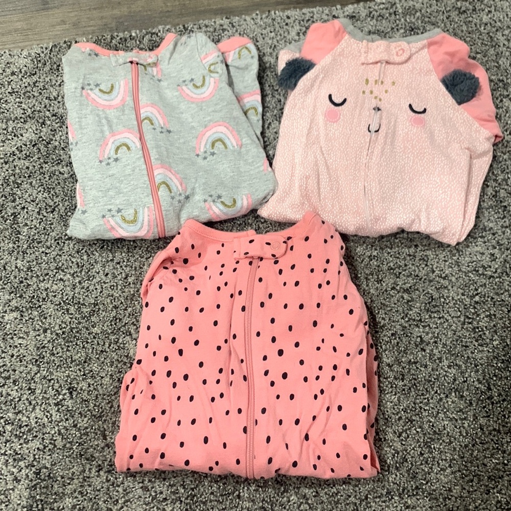 Set of 3 Newborn Girl Pajamas